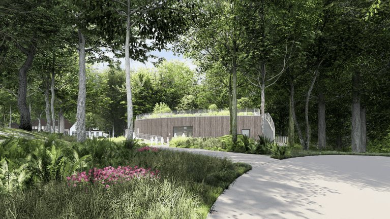 Rendering of Teatown’s upcoming Education Center. Courtesy nARCHITECTS